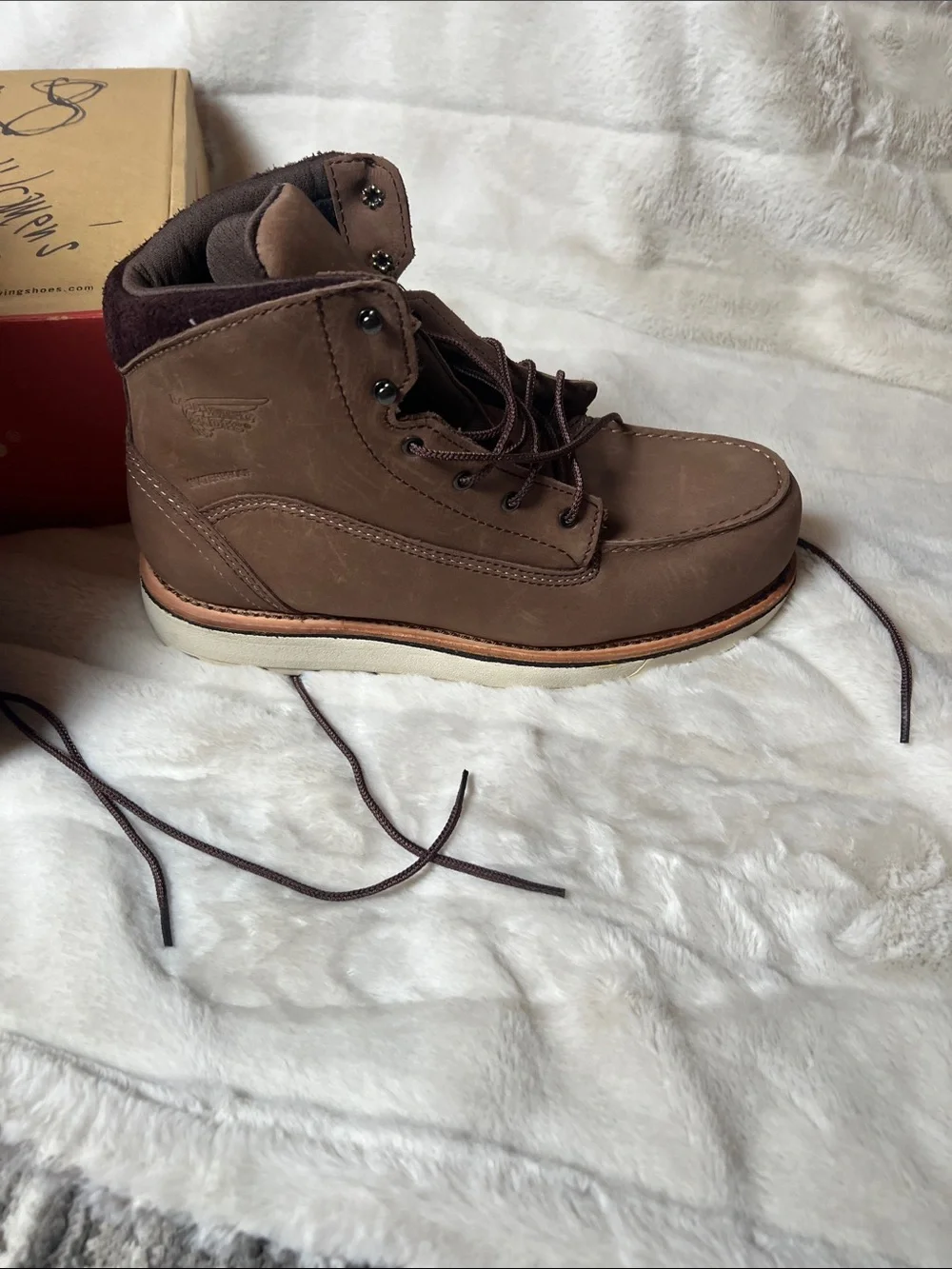 Red Wing Shoes Men's Dark Brown Lace-Up Leather Work Boots